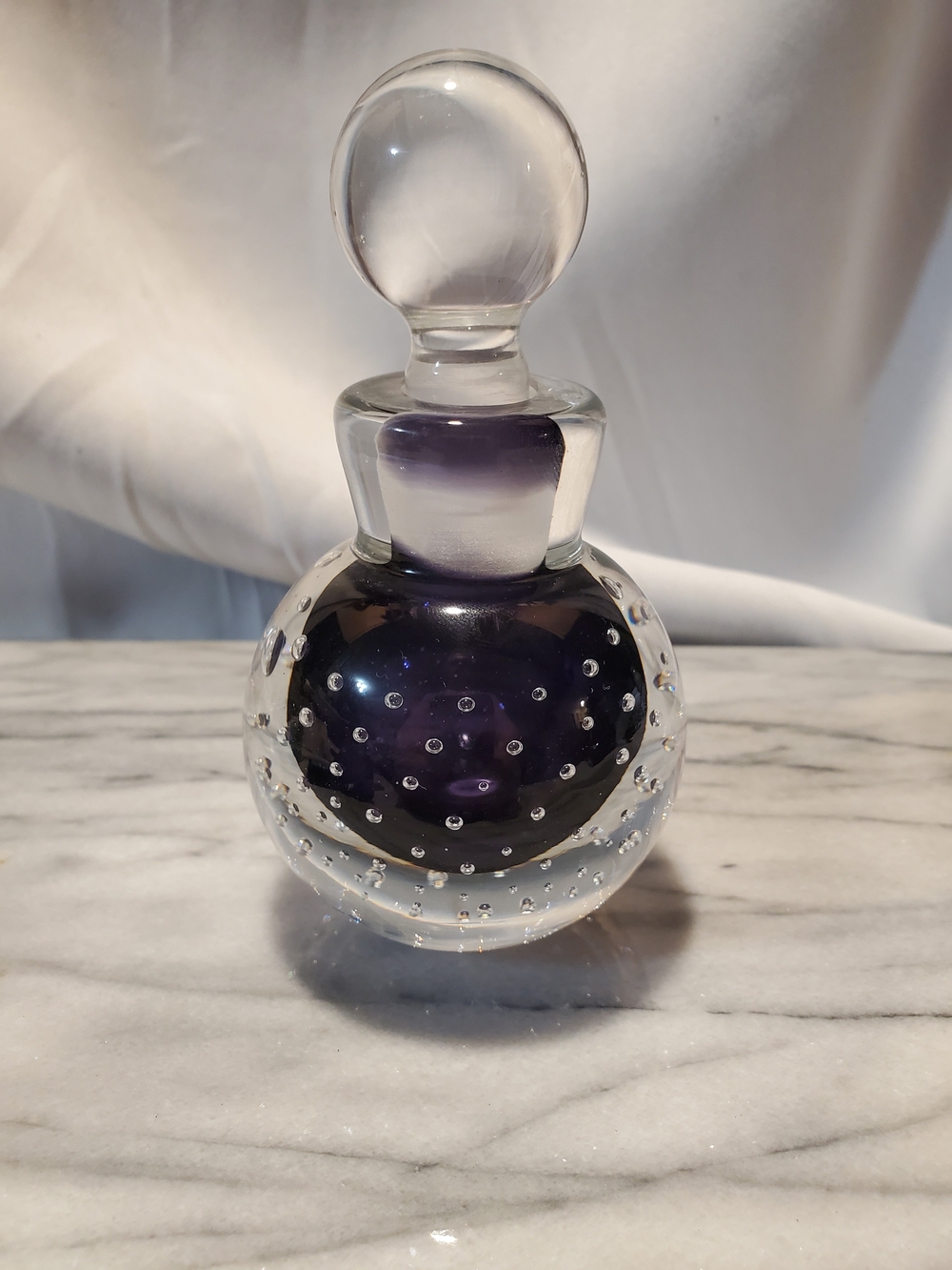 Vintage Murano Style Sommerso Art Glass Perfume Bottle | Controlled Bubble Mcm